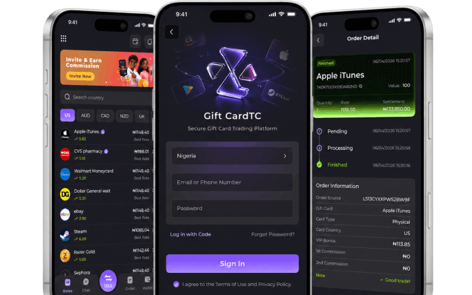 GiftCardTC App Screens